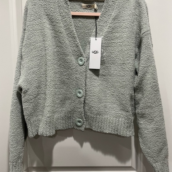 UGG Nyomi Comfy Light Green Button-Up Cardigan Sweater - Picture 3 of 5